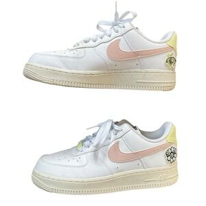 Nike Air Force 1 Low White, Flower & Bufferfly Patches Women's Size 7